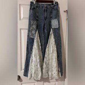 Blue Velvet Denim and Lace pants size medium